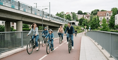 une famille à vélos