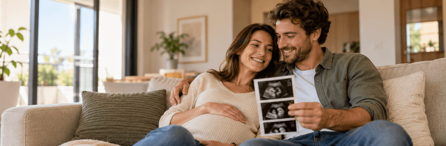 un couple avec une écographie de leur bébé