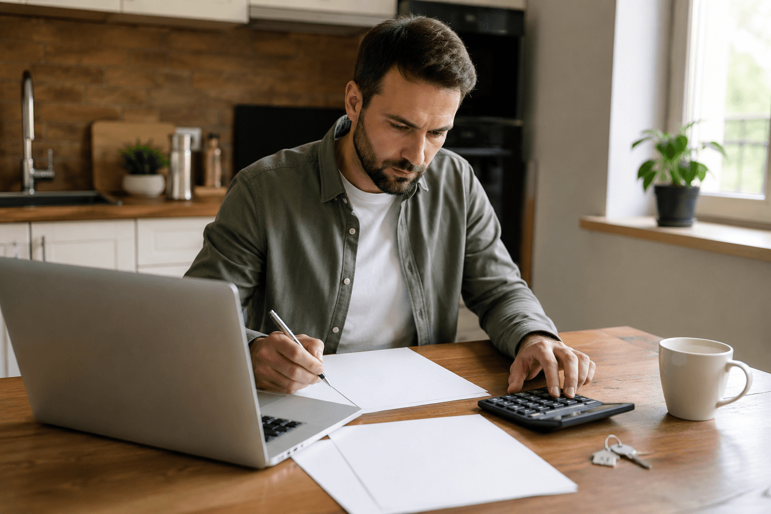 homme avec une calculette