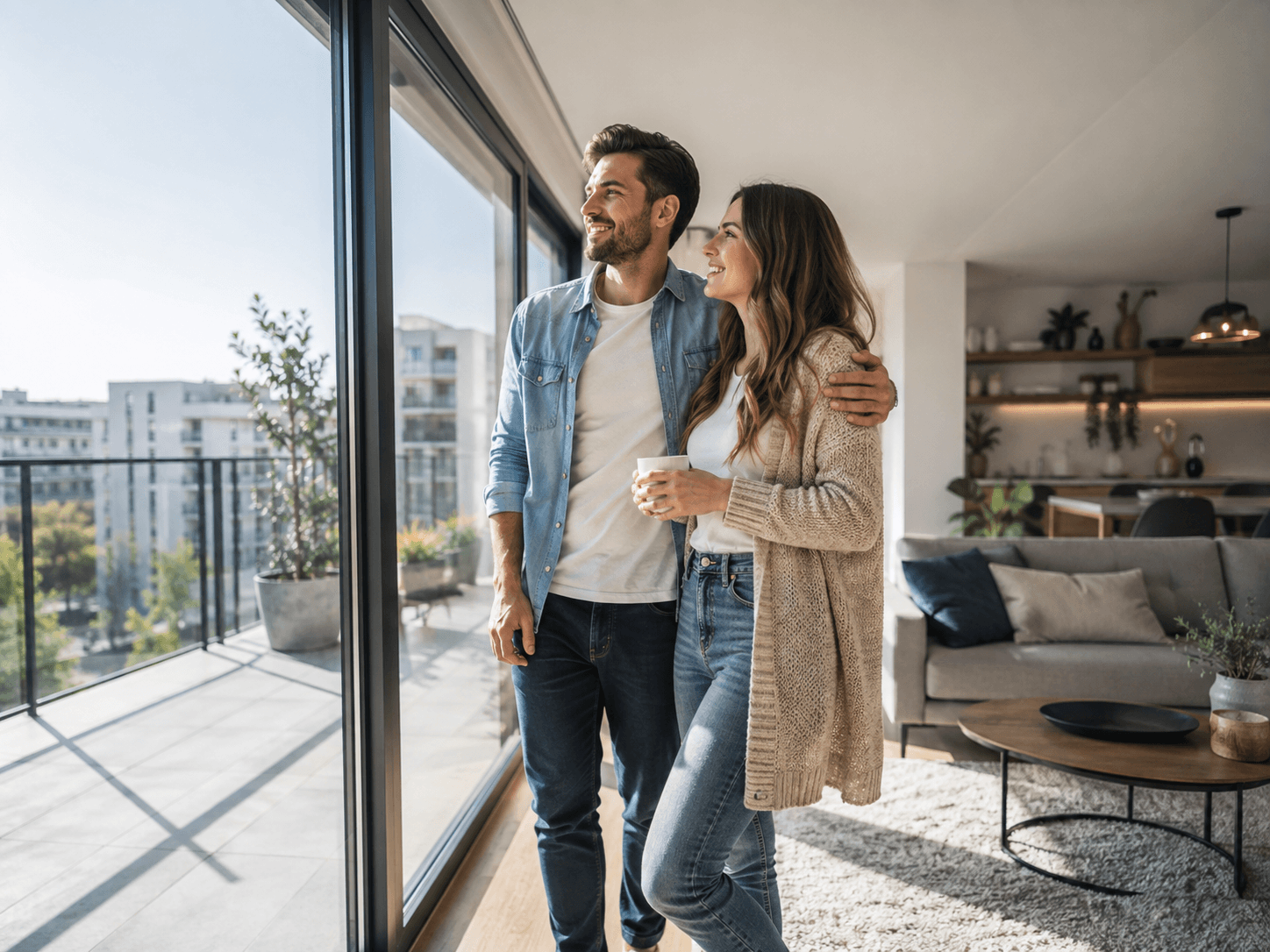 un couple dans leur appartement